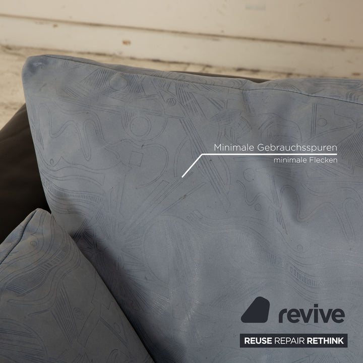 Rolf Benz 333 Leather Three Seater Black Sofa Couch