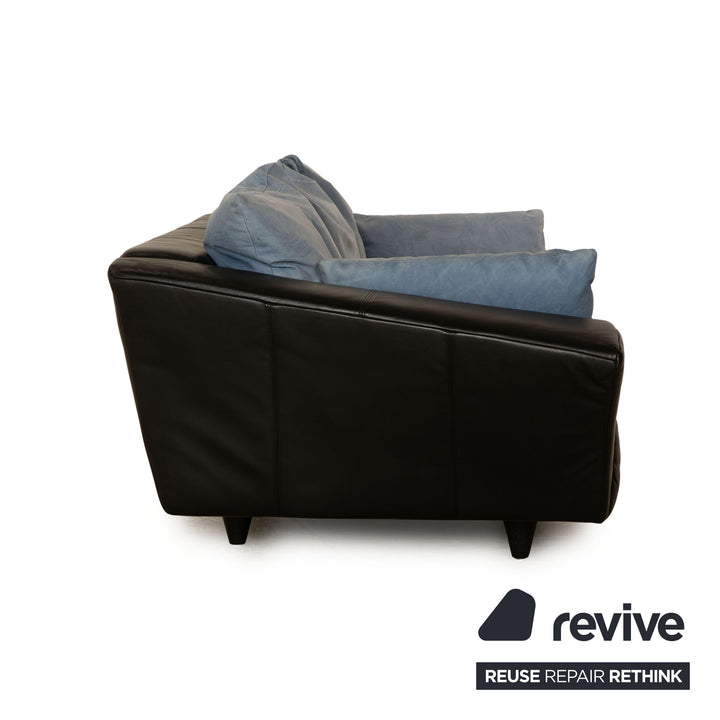 Rolf Benz 333 Leather Three Seater Black Sofa Couch