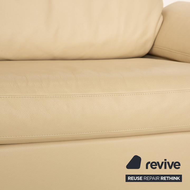 Rolf Benz 3330 leather three-seater cream sofa couch