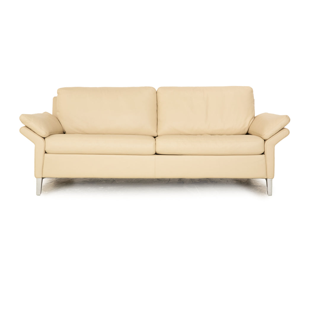 Rolf Benz 3330 leather three-seater cream sofa couch
