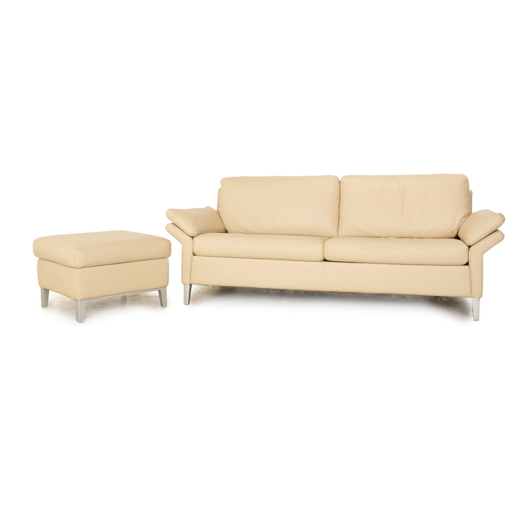 Rolf Benz 3330 leather sofa set cream three-seater stool couch