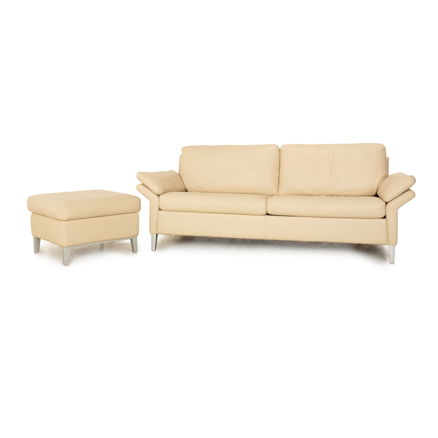 Rolf Benz 3330 leather sofa set cream three-seater stool couch