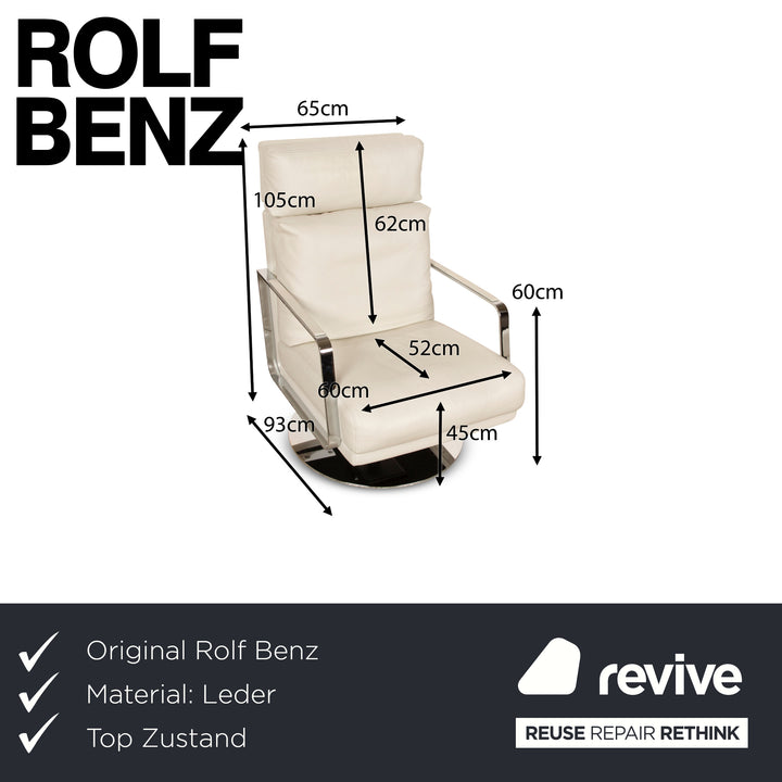 Rolf Benz 345 Leder Sessel Weiß