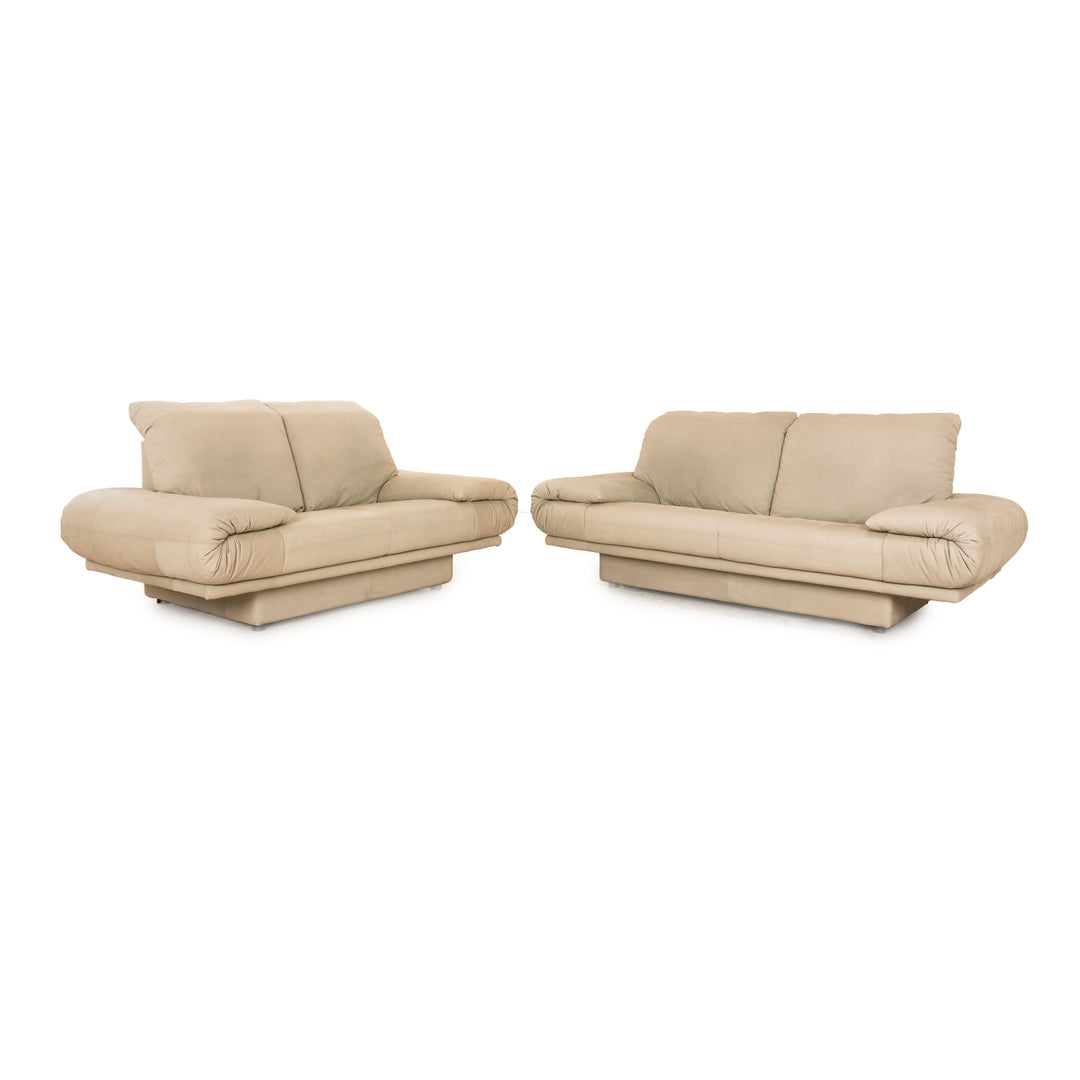 Rolf Benz 345 Leather Sofa Set Beige Two Seater Sofa Couch