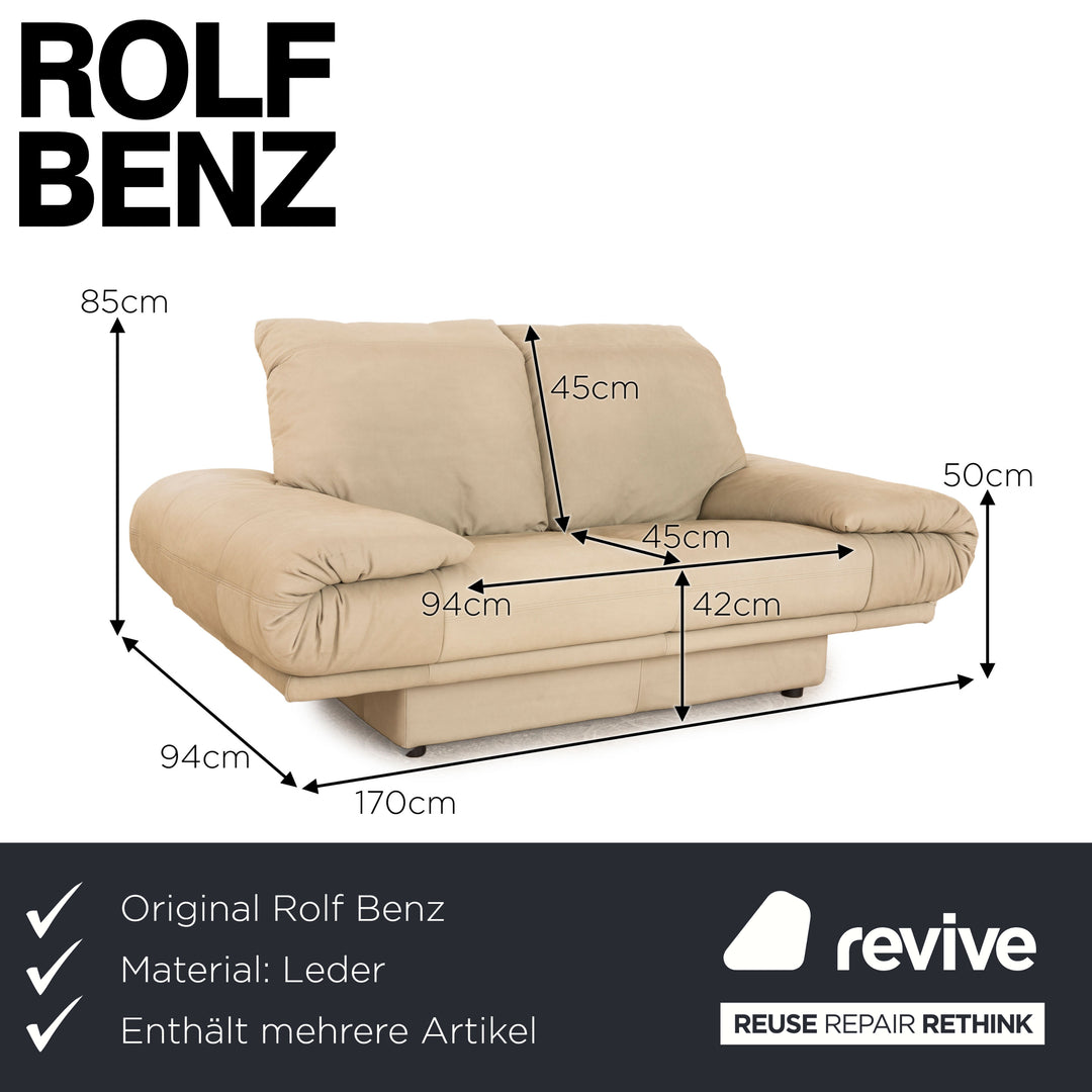 Rolf Benz 345 Leder Sofa Garnitur Beige Zweisitzer  Sofa Couch