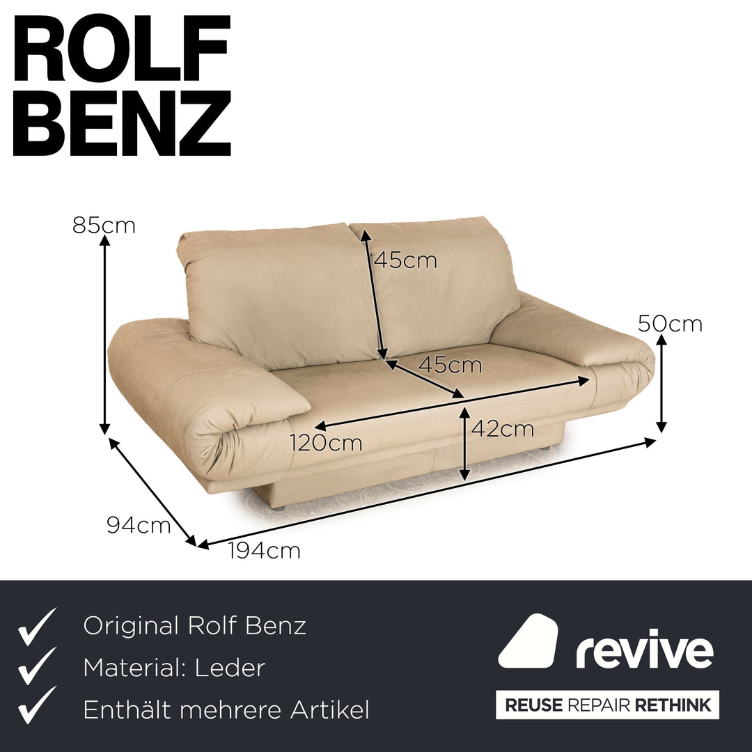 Rolf Benz 345 Leder Sofa Garnitur Beige Zweisitzer  Sofa Couch