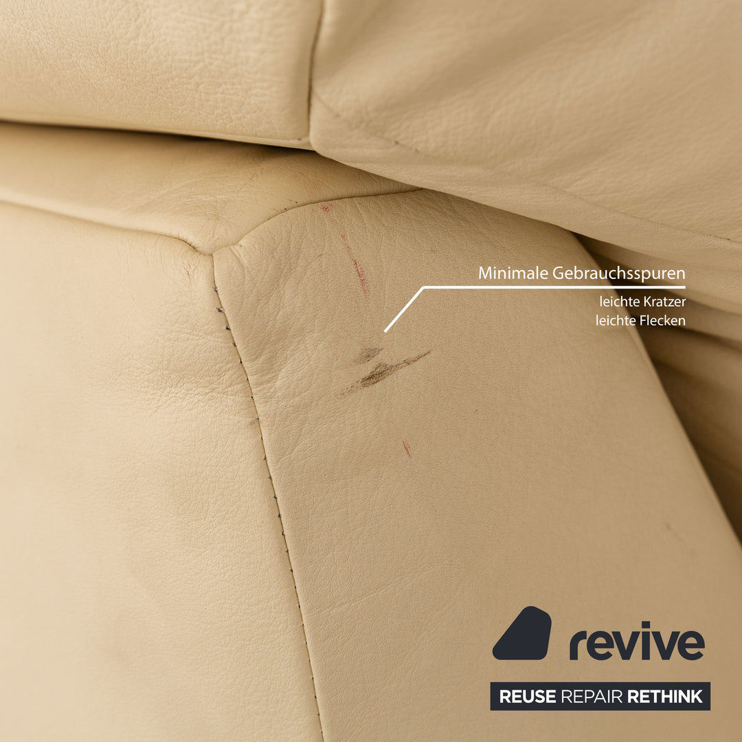 Rolf Benz 345 Leather Sofa Set Two-Seater Cream Couch