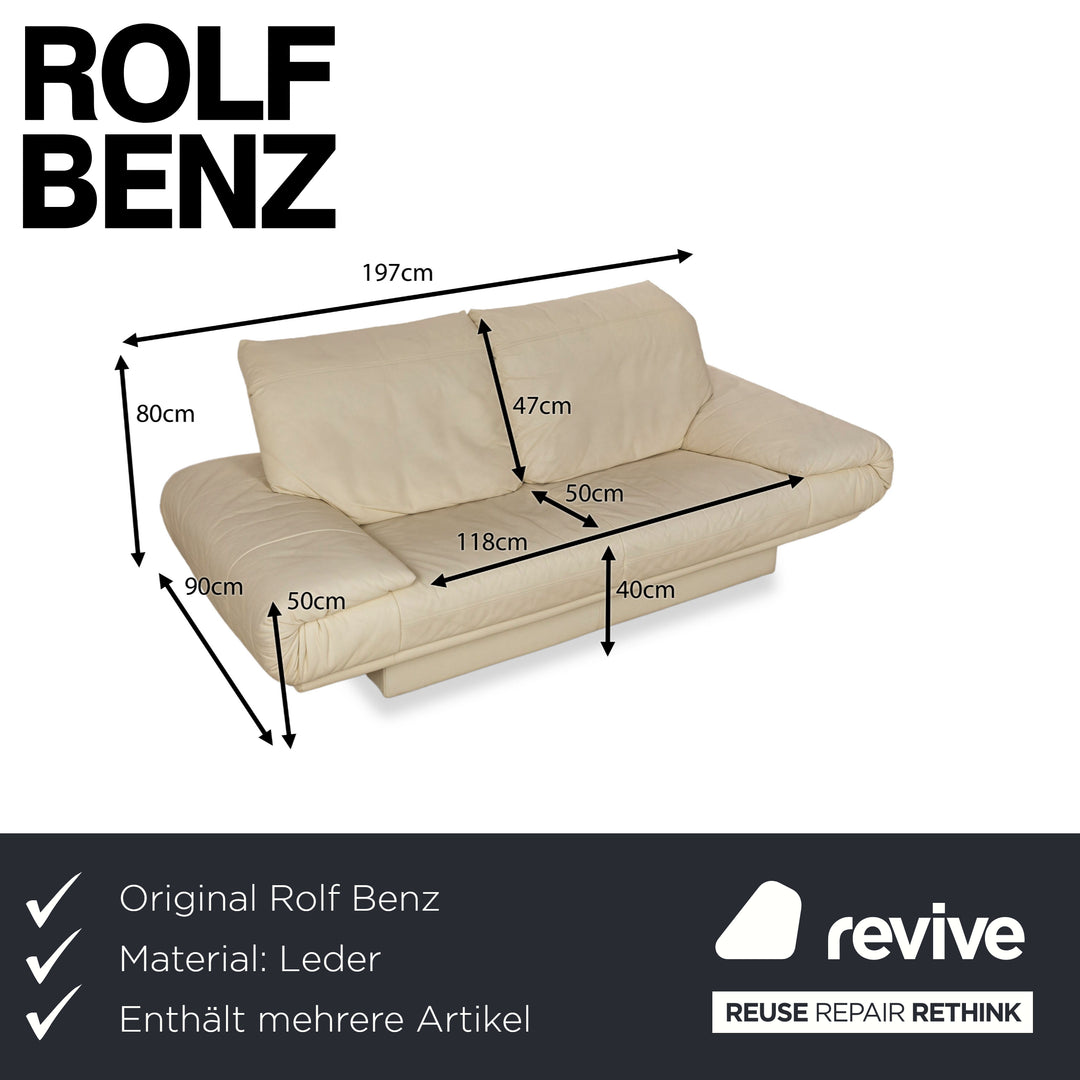 Rolf Benz 345 Leather Sofa Set Two-Seater Cream Couch
