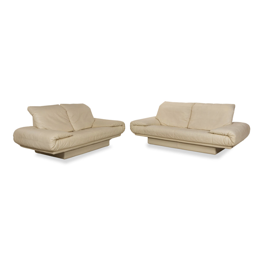 Rolf Benz 345 Leather Sofa Set Two-Seater Cream Couch