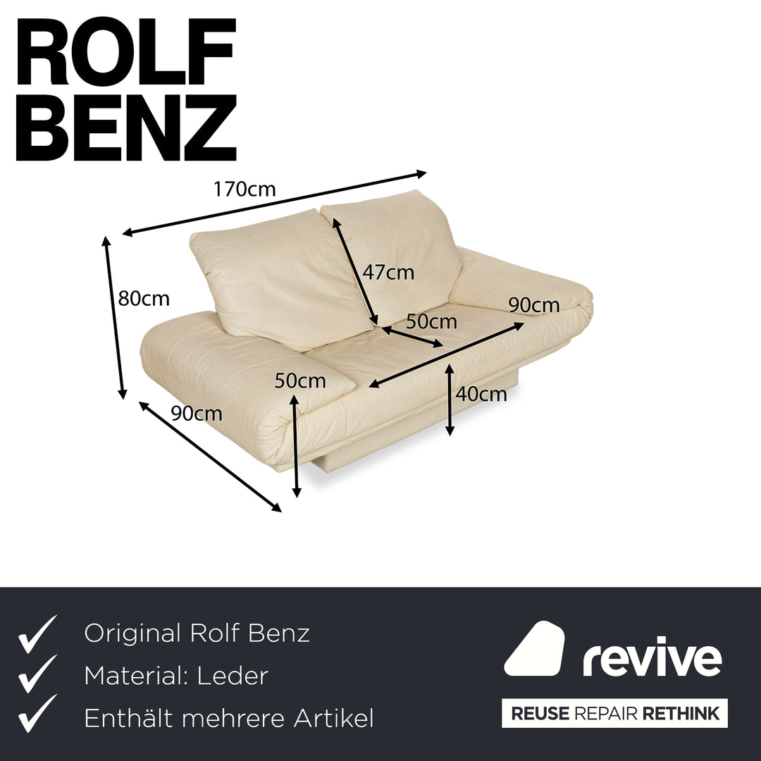 Rolf Benz 345 Leather Sofa Set Two-Seater Cream Couch