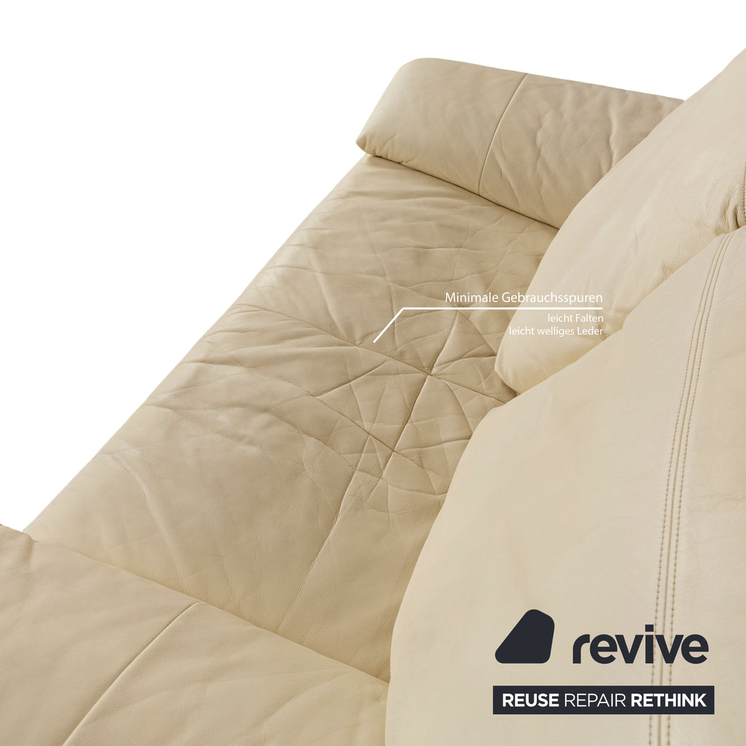 Rolf Benz 345 Leather Sofa Set Two-Seater Cream Couch