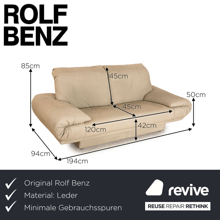 Rolf Benz 345 Leder Zweisitzer Beige Grau Sofa Couch