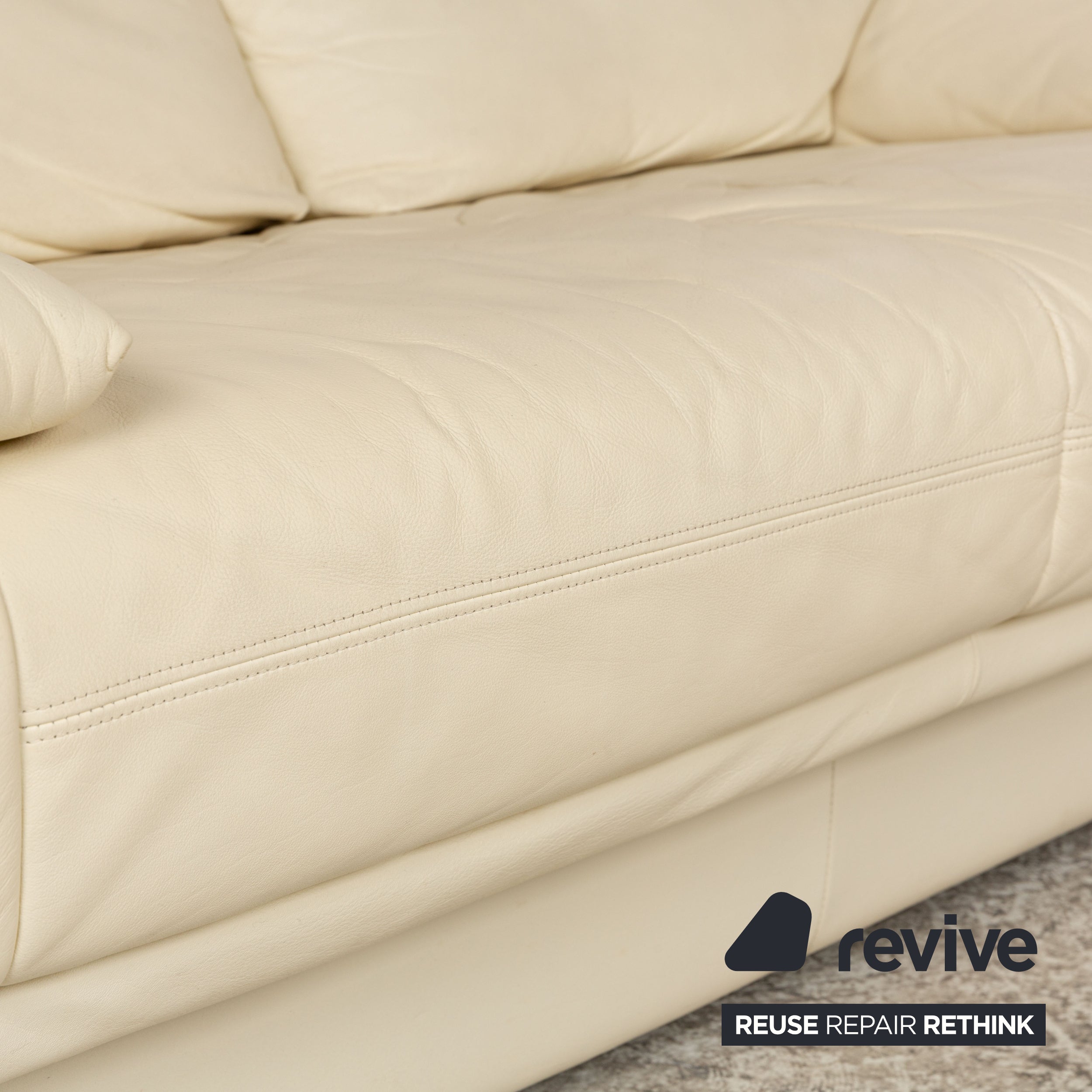 Rolf Benz 345 Leather Two-Seater Cream Sofa Couch