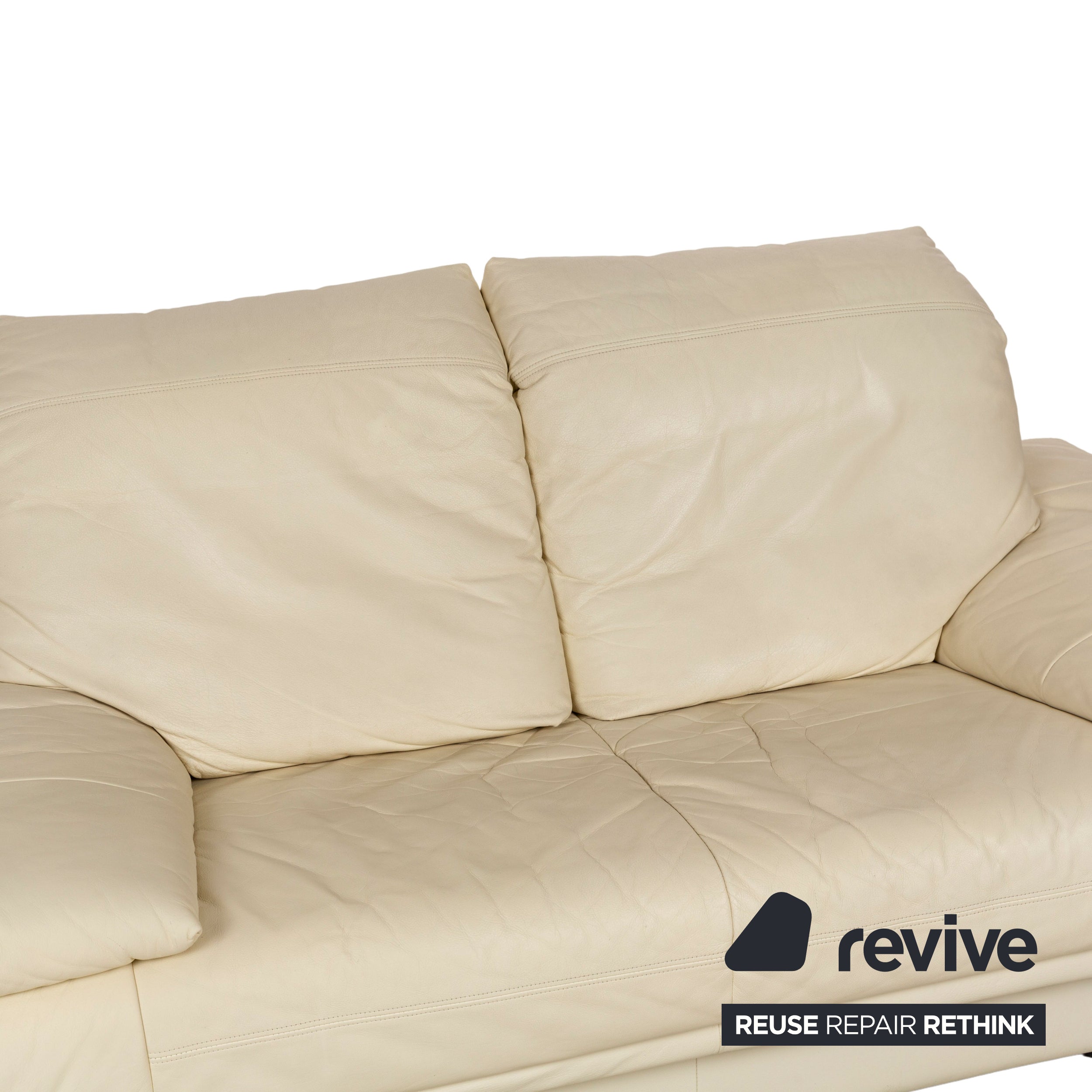 Rolf Benz 345 Leather Two-Seater Cream Sofa Couch