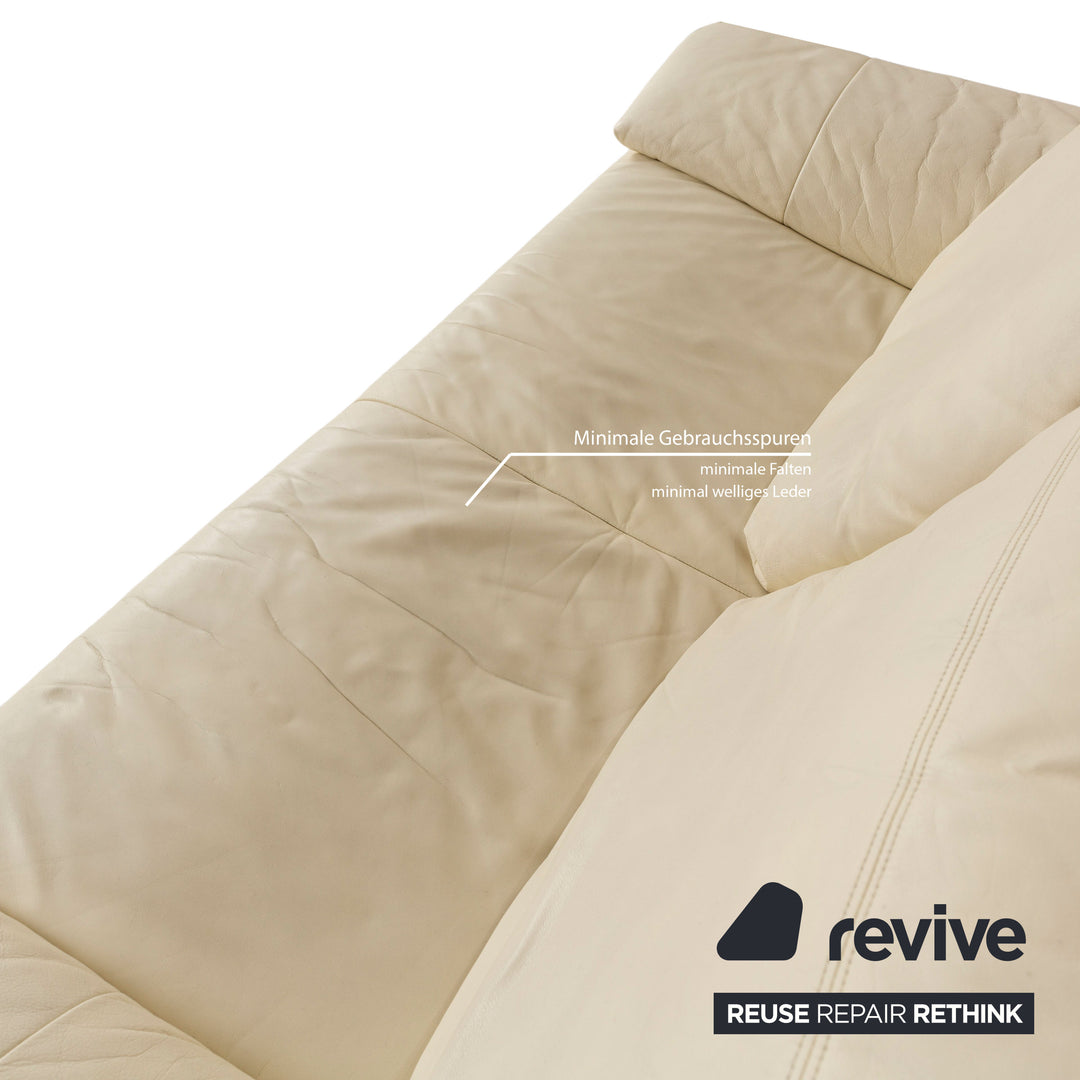 Canapé deux places en cuir crème Rolf Benz 345