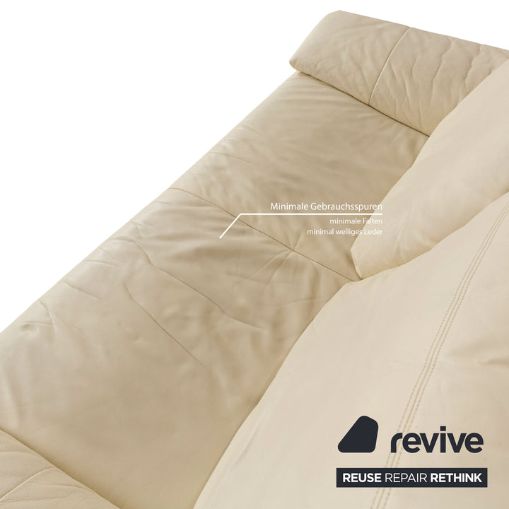 Canapé deux places en cuir crème Rolf Benz 345