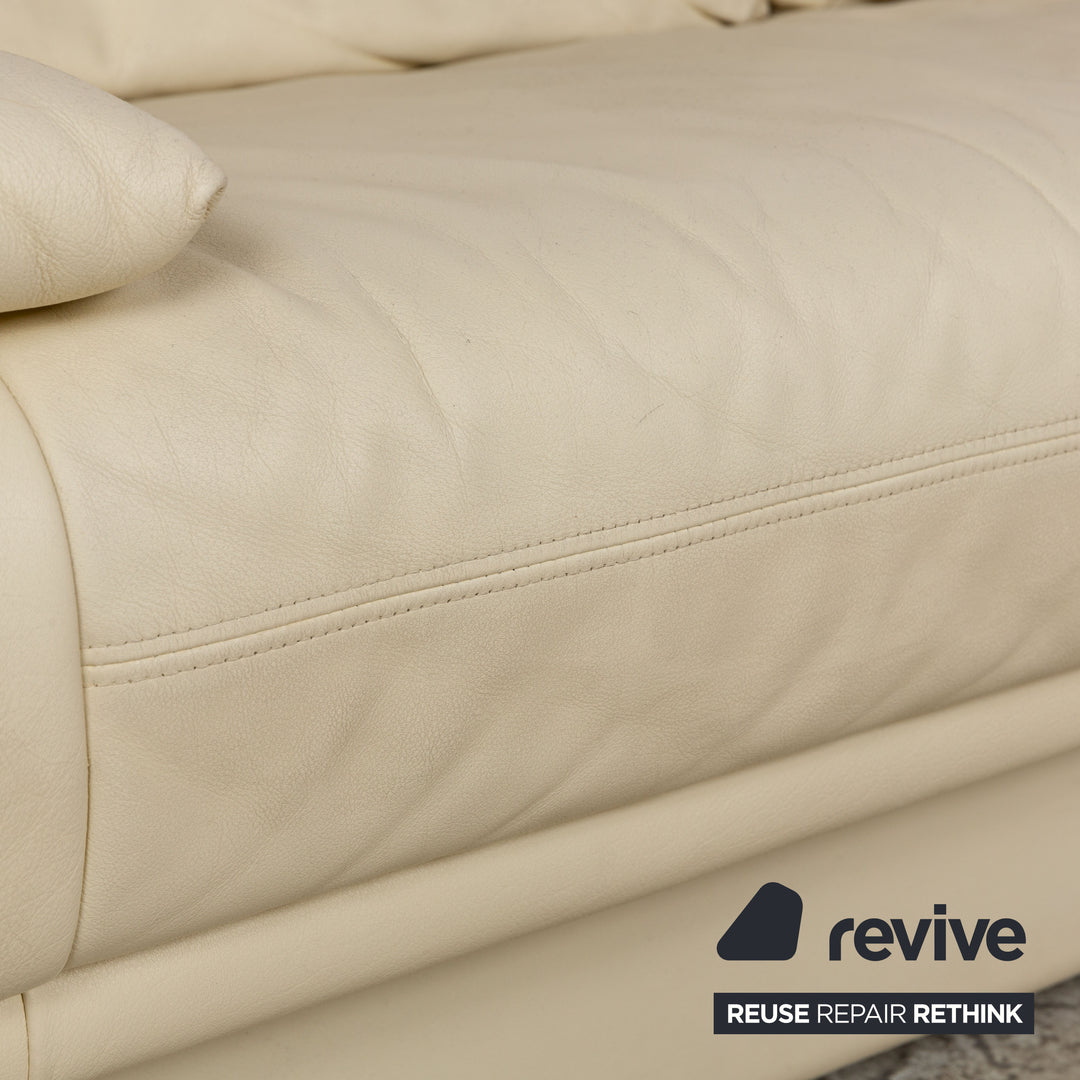 Rolf Benz 345 Leather Two-Seater Cream Sofa Couch