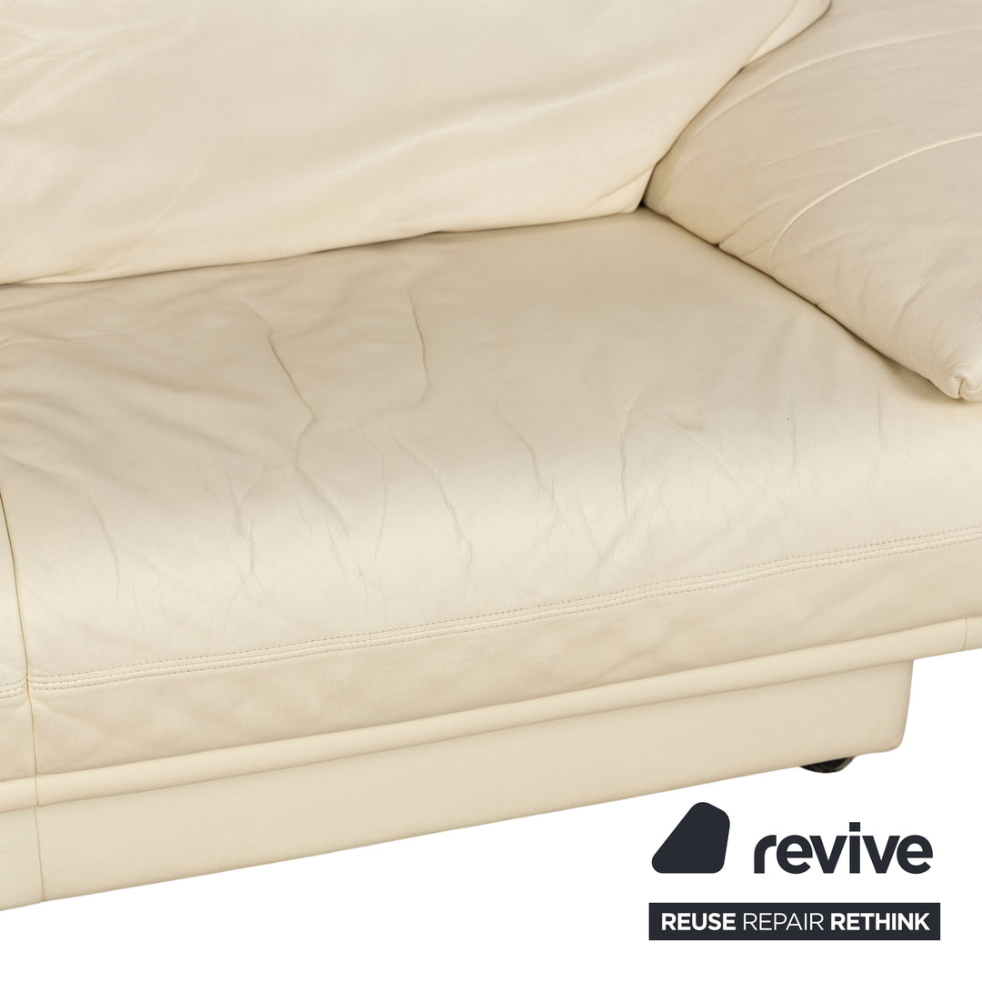 Canapé deux places en cuir crème Rolf Benz 345