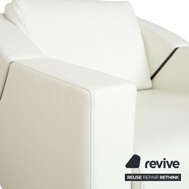 Fauteuil en cuir Rolf Benz 350 blanc crème