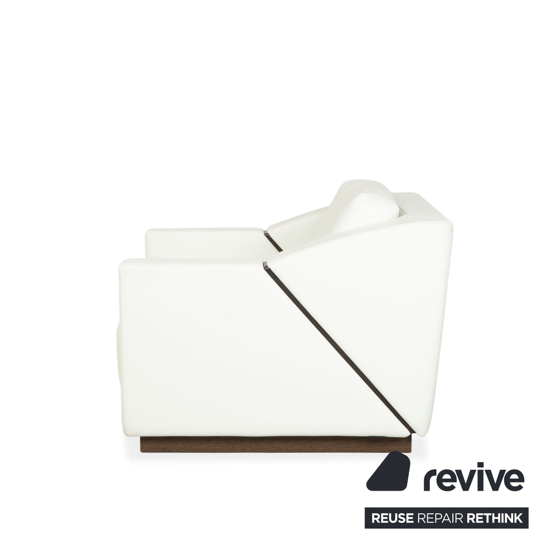 Fauteuil en cuir Rolf Benz 350 blanc crème