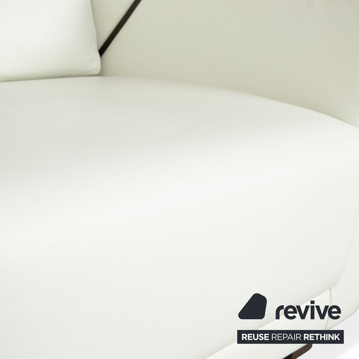 Fauteuil en cuir Rolf Benz 350 blanc crème