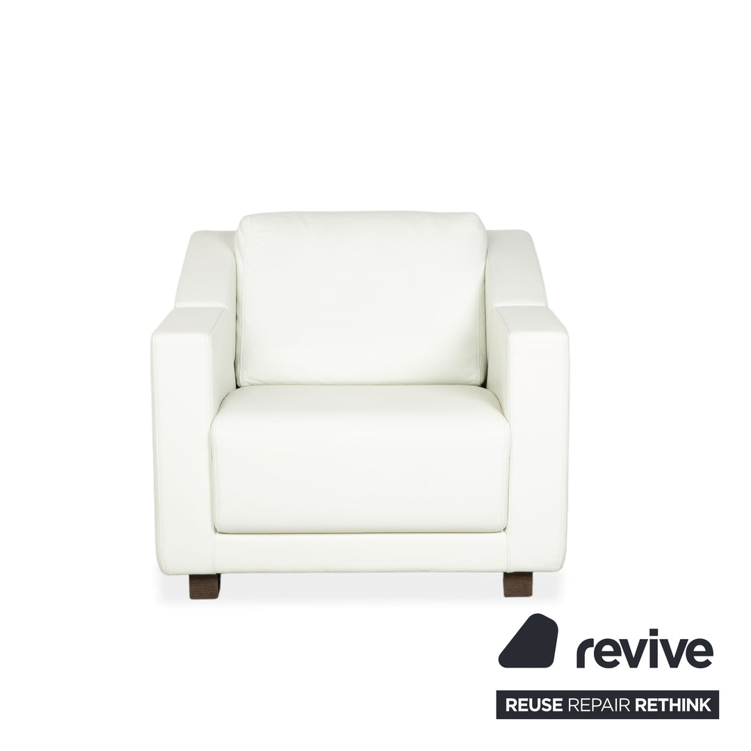 Fauteuil en cuir Rolf Benz 350 blanc crème