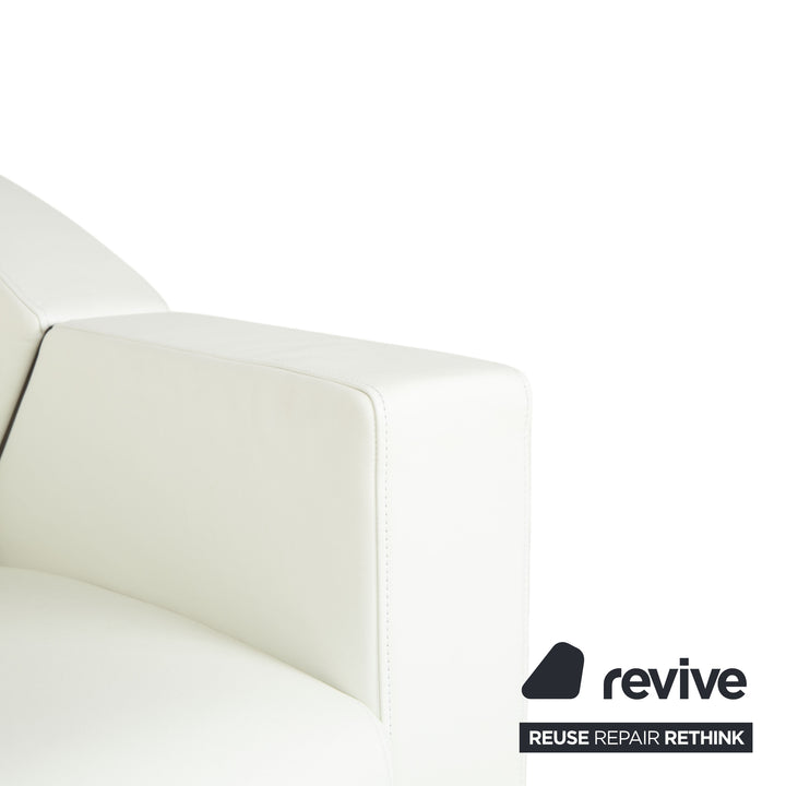 Fauteuil en cuir Rolf Benz 350 blanc crème