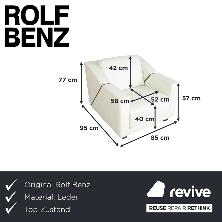 Rolf Benz 350 Leather Armchair White Cream