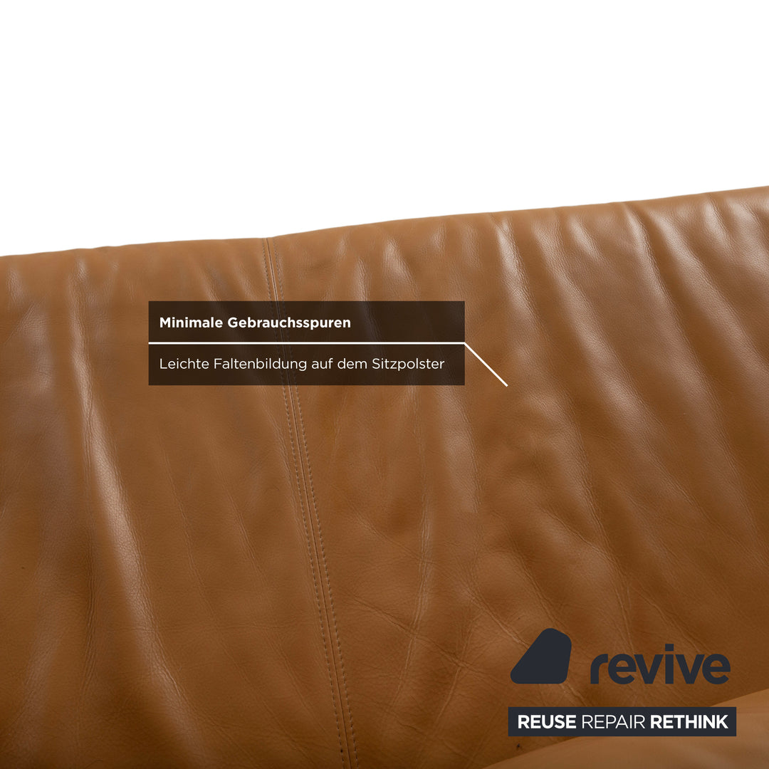 Rolf Benz 355 Canapé trois places en cuir cognac orange avec fonction manuelle