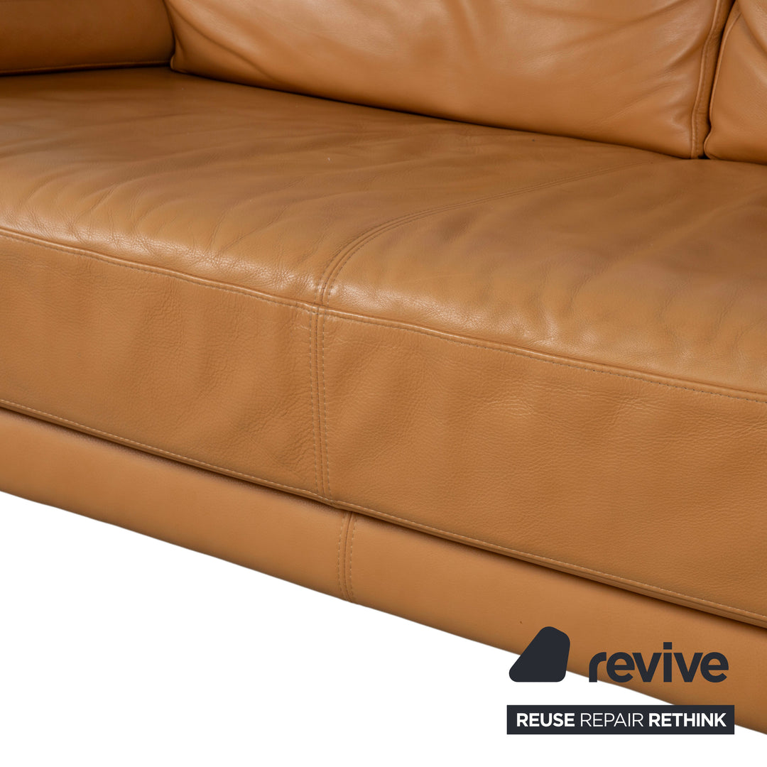 Rolf Benz 355 Canapé trois places en cuir cognac orange avec fonction manuelle