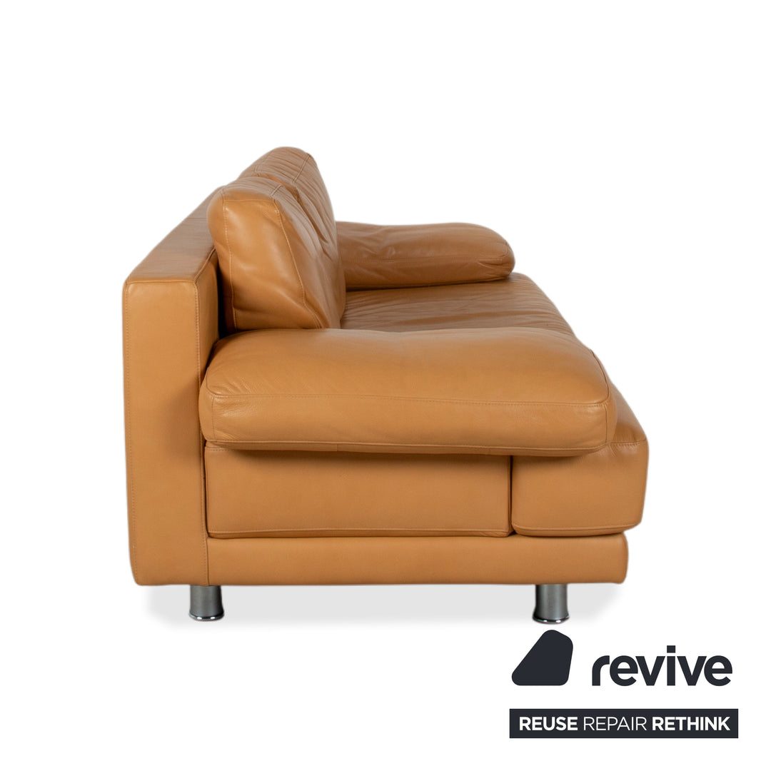 Rolf Benz 355 Canapé trois places en cuir cognac orange avec fonction manuelle