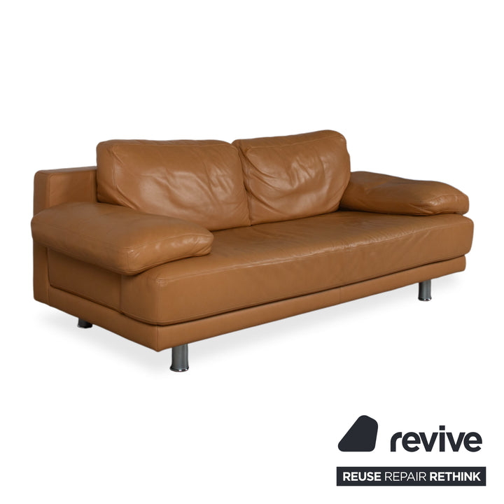 Rolf Benz 355 Canapé trois places en cuir cognac orange avec fonction manuelle