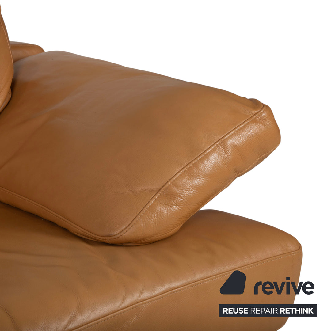 Rolf Benz 355 Canapé trois places en cuir cognac orange avec fonction manuelle