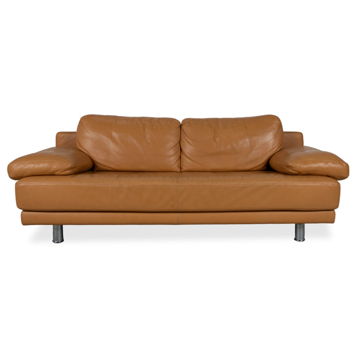 Rolf Benz 355 Canapé trois places en cuir cognac orange avec fonction manuelle