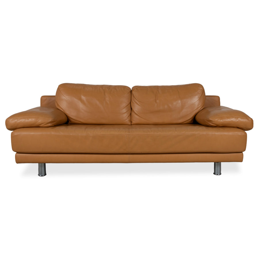 Rolf Benz 355 Canapé trois places en cuir cognac orange avec fonction manuelle