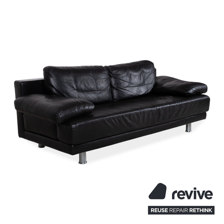 Rolf Benz 355 Dreisitzer Leder Sofa Schwaz manuelle Funktion Couch