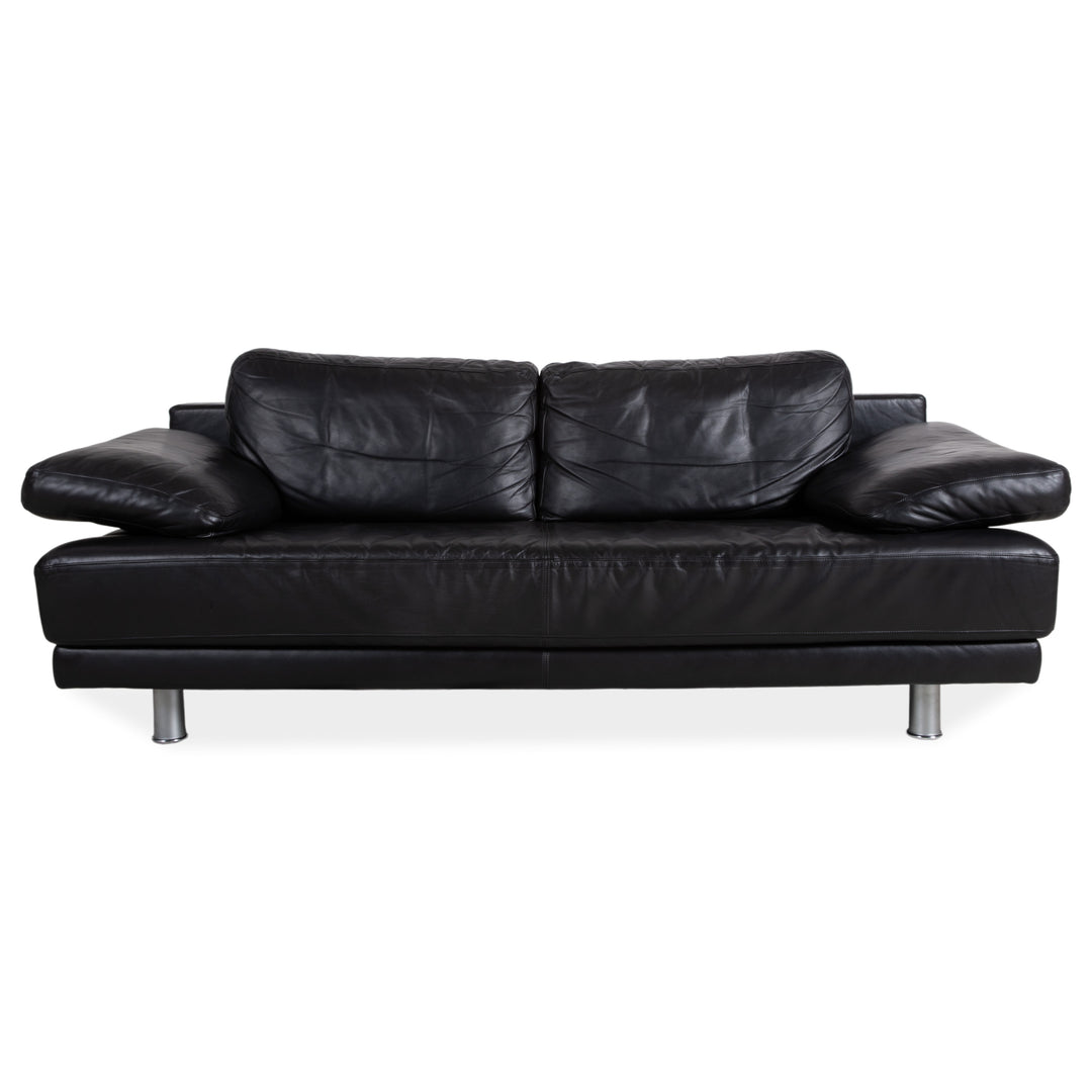 Rolf Benz 355 Dreisitzer Leder Sofa Schwaz manuelle Funktion Couch