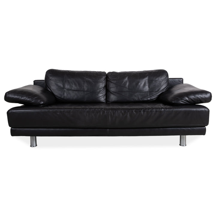 Rolf Benz 355 Dreisitzer Leder Sofa Schwaz manuelle Funktion Couch