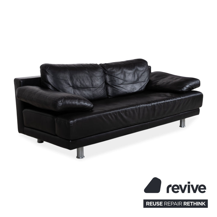 Rolf Benz 355 Dreisitzer Leder Sofa Schwaz manuelle Funktion Couch