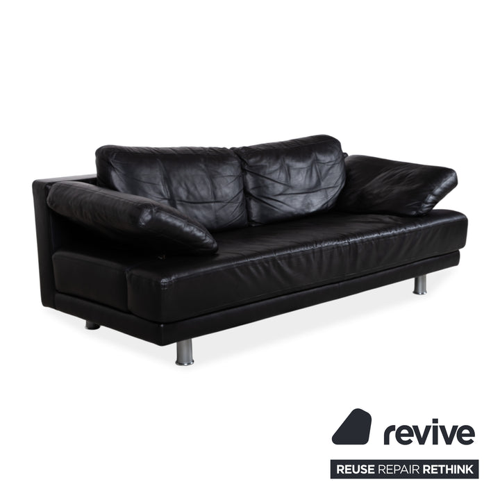 Rolf Benz 355 Dreisitzer Leder Sofa Schwaz manuelle Funktion Couch