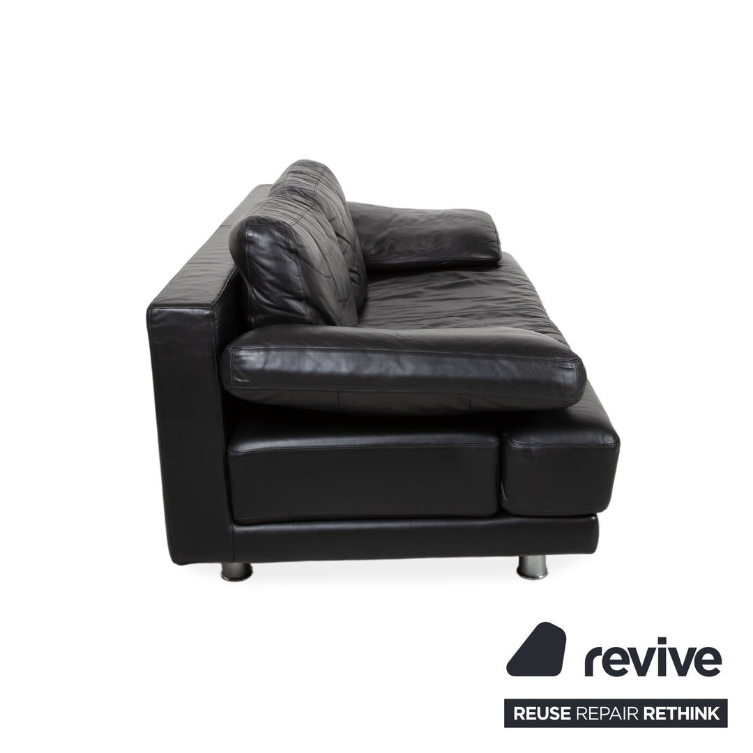 Rolf Benz 355 Dreisitzer Leder Sofa Schwaz manuelle Funktion Couch