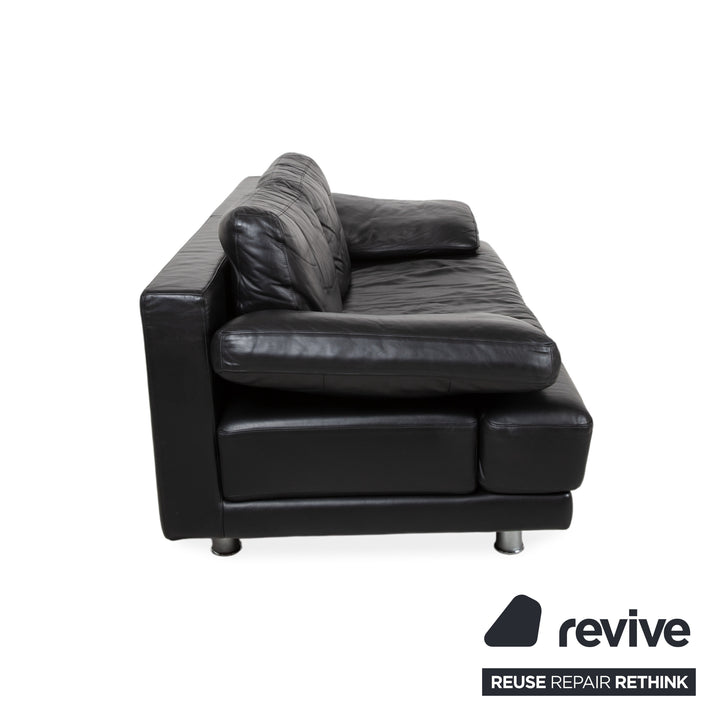 Rolf Benz 355 Dreisitzer Leder Sofa Schwaz manuelle Funktion Couch