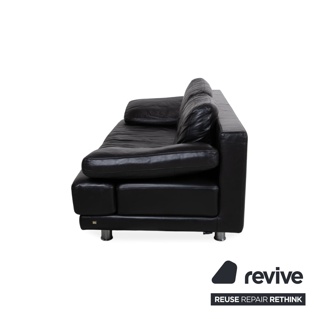 Rolf Benz 355 Dreisitzer Leder Sofa Schwaz manuelle Funktion Couch
