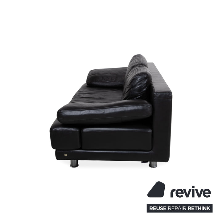 Rolf Benz 355 Dreisitzer Leder Sofa Schwaz manuelle Funktion Couch