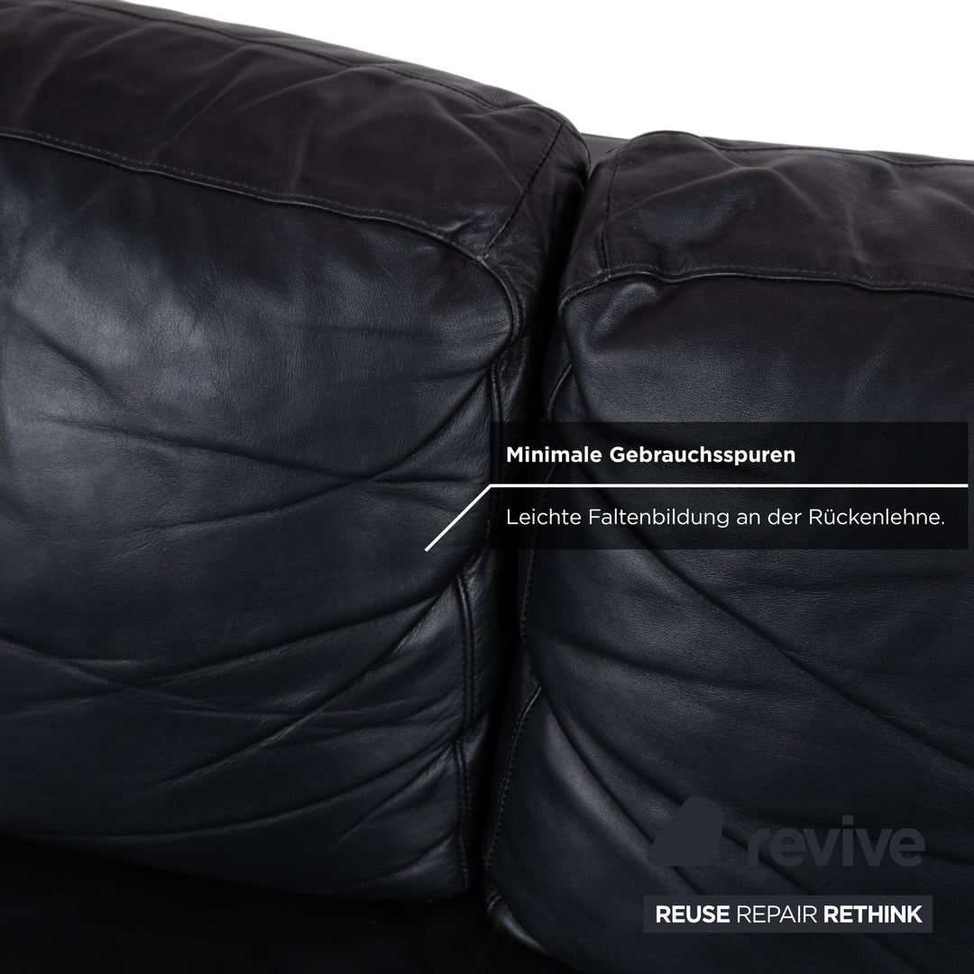 Rolf Benz 355 Dreisitzer Leder Sofa Schwaz manuelle Funktion Couch