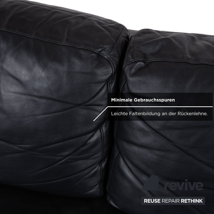 Rolf Benz 355 Dreisitzer Leder Sofa Schwaz manuelle Funktion Couch