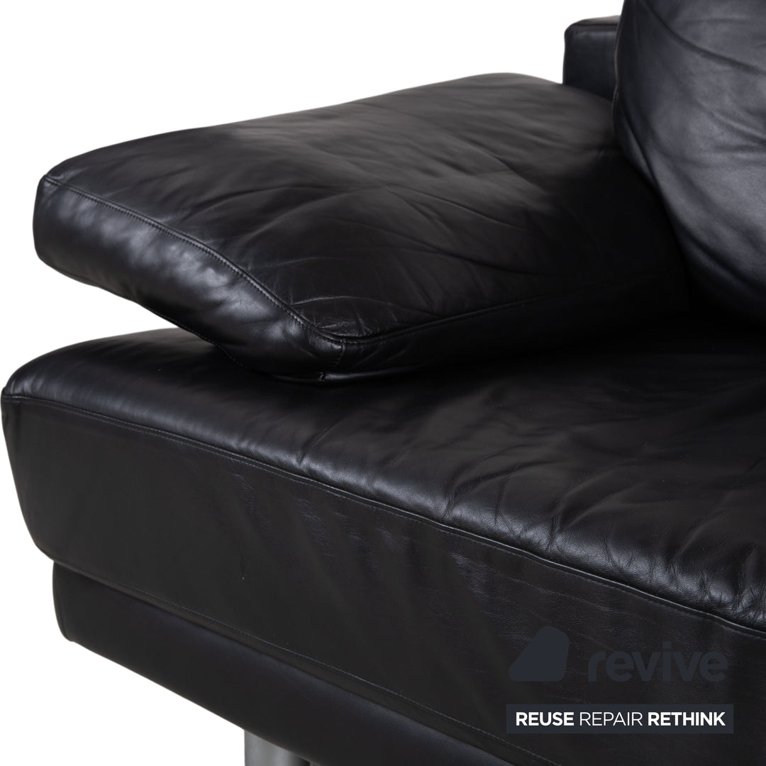 Rolf Benz 355 Dreisitzer Leder Sofa Schwaz manuelle Funktion Couch