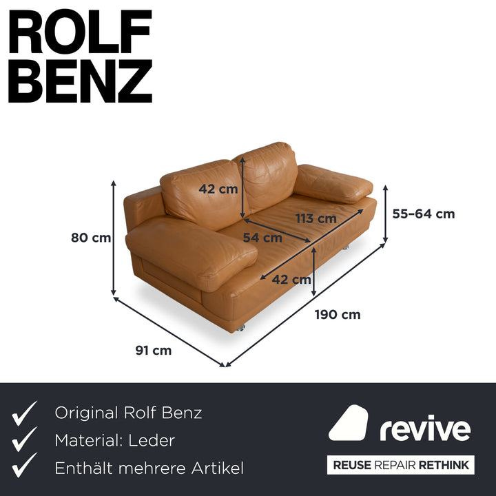 Rolf Benz 355 Sofa Set Three-Seater Two-Seater Leather Sofa Cognac Orange Couch manual function
