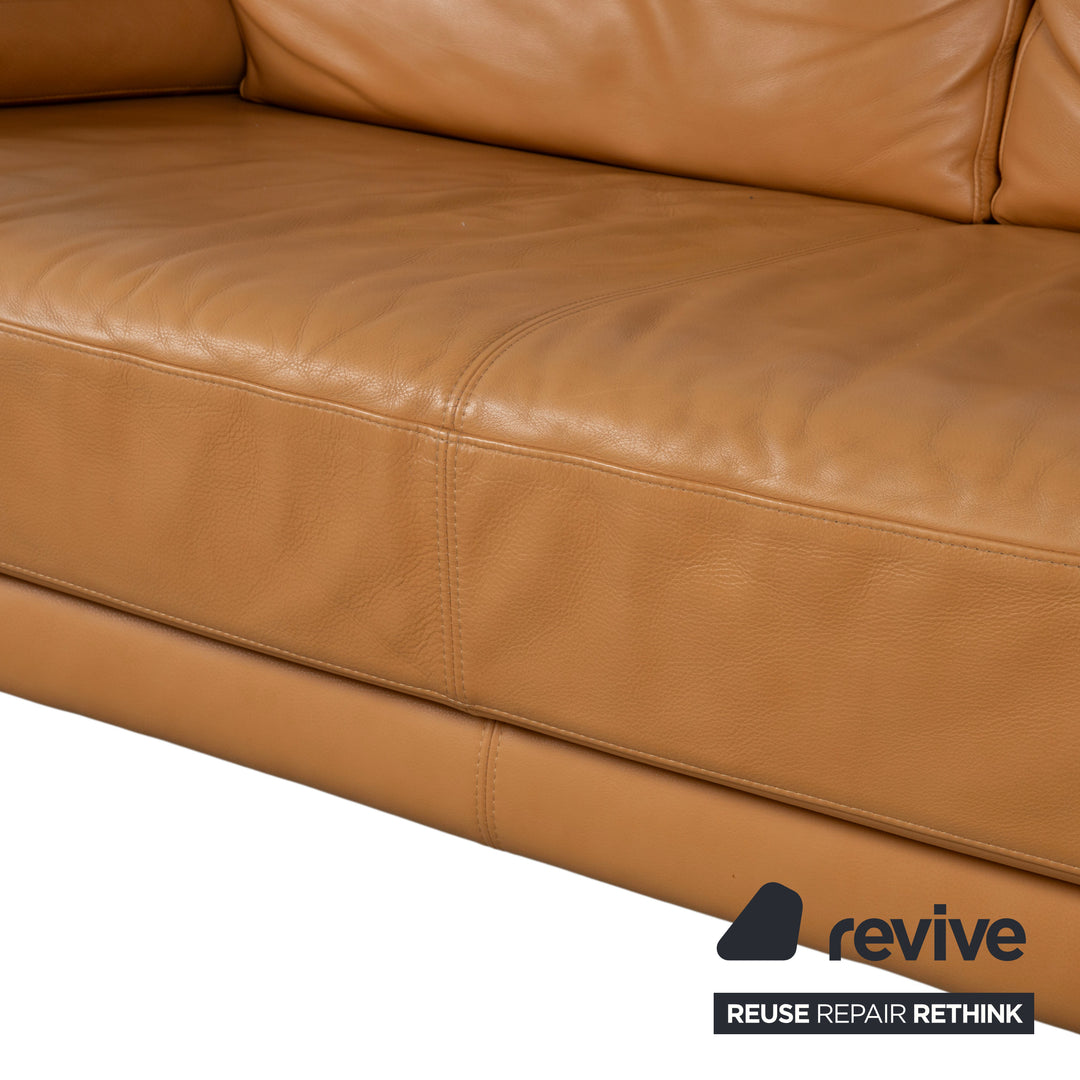 Rolf Benz 355 Sofa Set Three-Seater Two-Seater Leather Sofa Cognac Orange Couch manual function