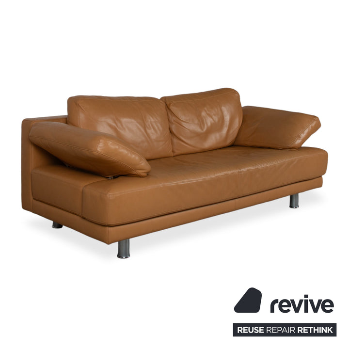 Rolf Benz 355 Sofa Set Three-Seater Two-Seater Leather Sofa Cognac Orange Couch manual function